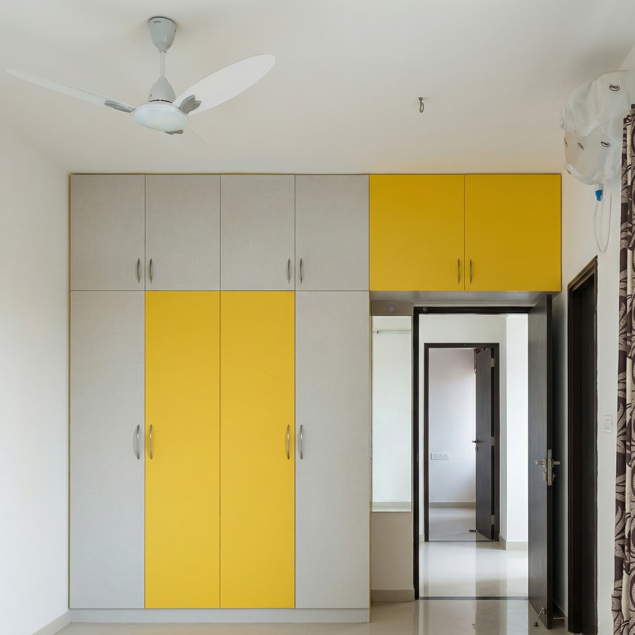 Modern Bedroom Wardrobe in Grey and Yellow